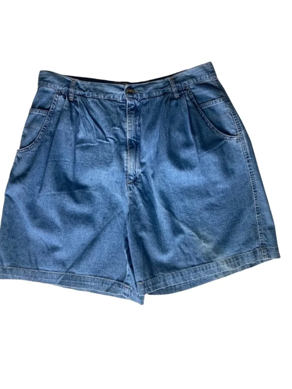 Vintage 90s Faded Glory Denim Shorts Womens 16 High Waisted Pleated 35" Waist - Picture 10 of 10